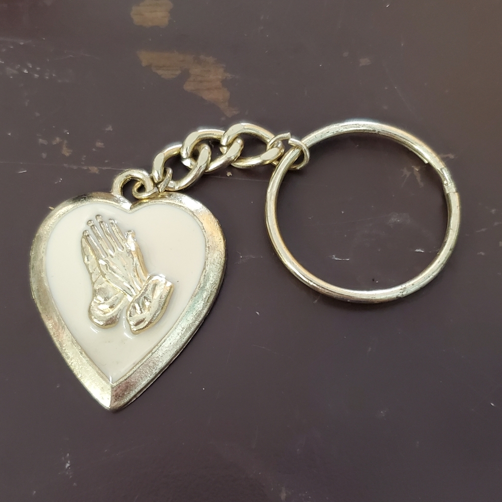 Heart and Prayer hands Keychain